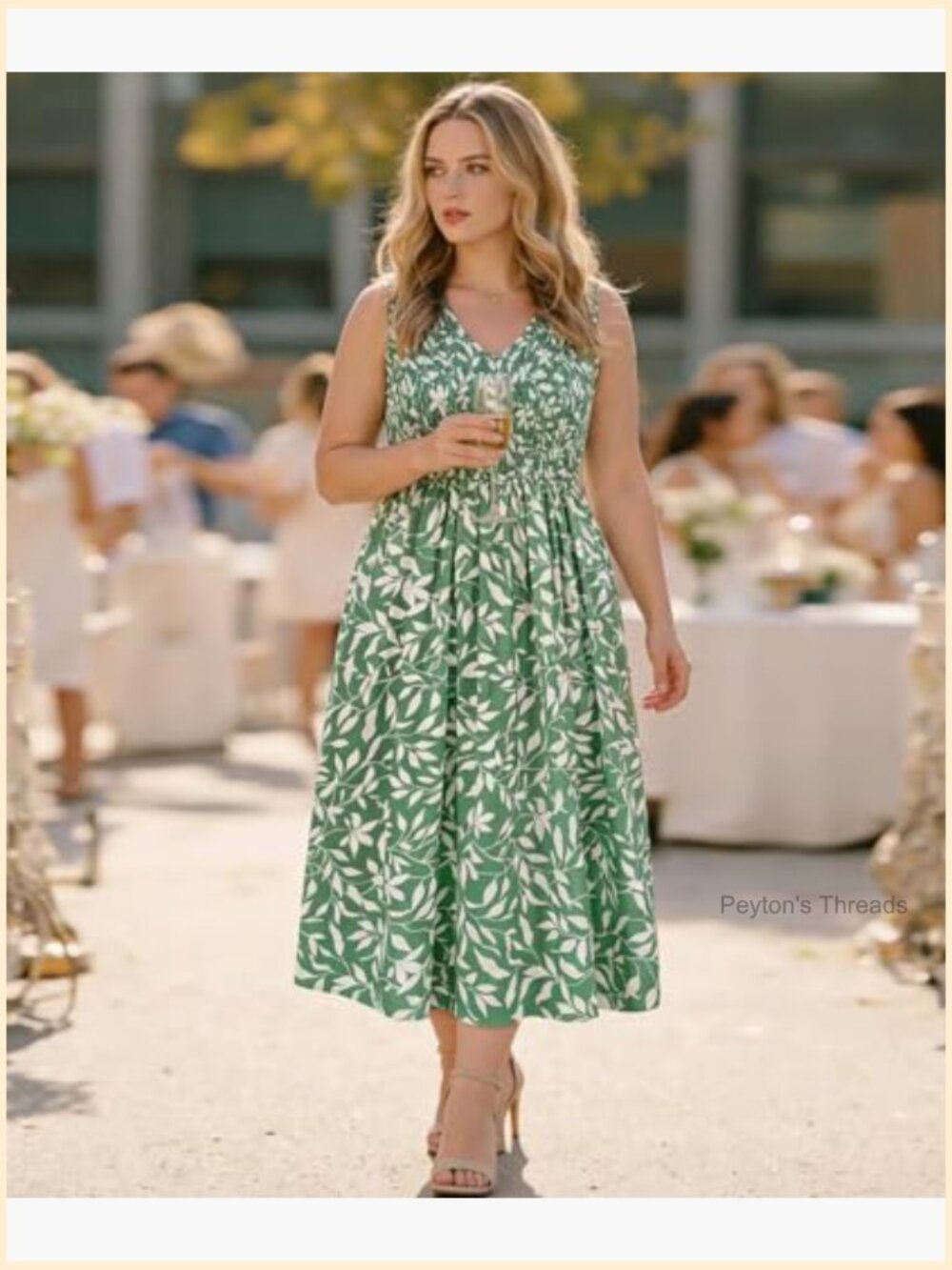 Plus Size Sleeveless V-Neck Maxi Dress Smocked Casual Wedding Guest - Picture 4 of 7